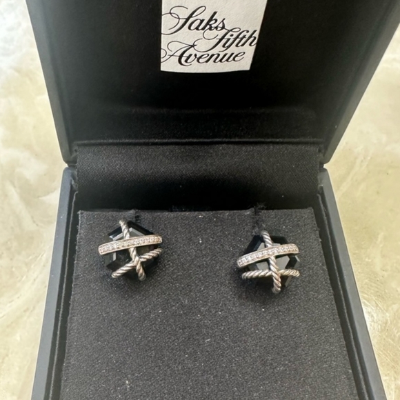 💕💯 Authentic David Yurman Black Onyx Earrings💕HP - Picture 2 of 9